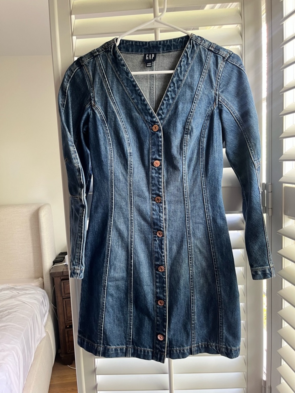 GAP Barrel Denim Button-Front Mini Dress